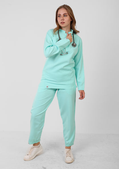 High-Collar Long Sleeves Verdant Frost Full set ARMK Scrub For HER