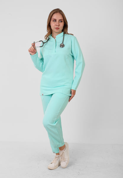 High-Collar Long Sleeves Verdant Frost Full set ARMK Scrub For HER