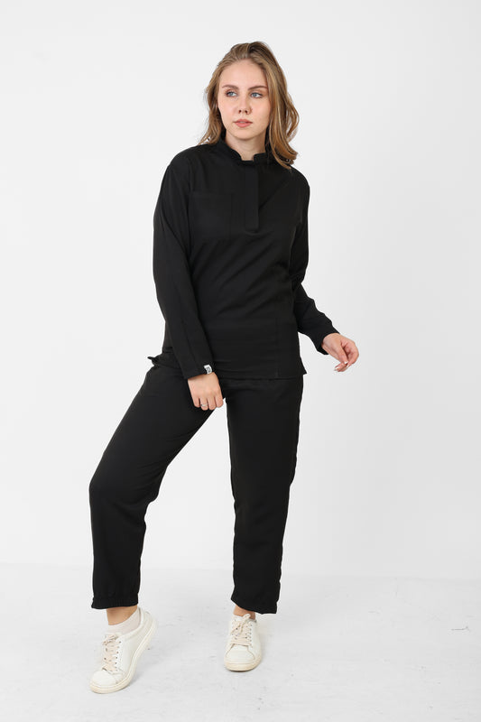 High-Collar Long Sleeves Obsidian Noir Full set ARMK Scrub For HER