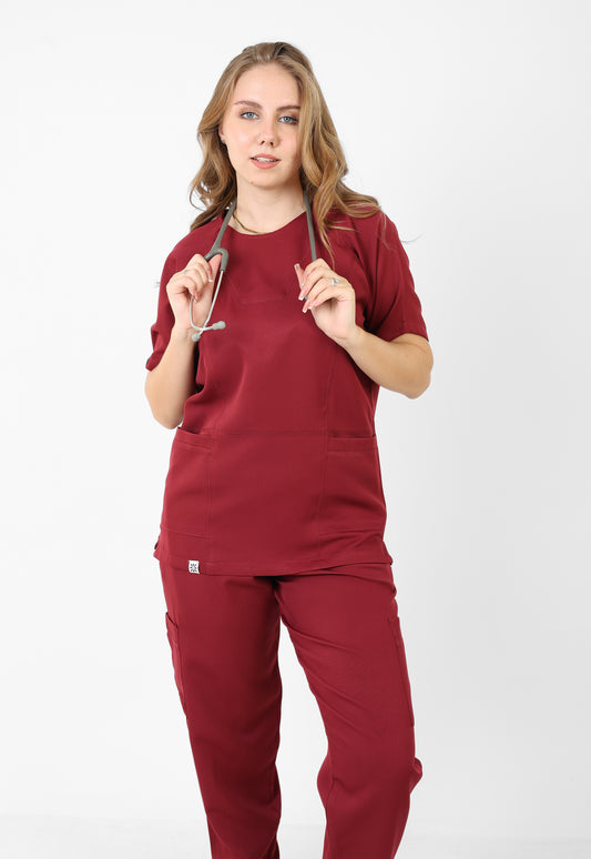 Short sleeves Garnet Rouge Full set ARMK Scrub For HER