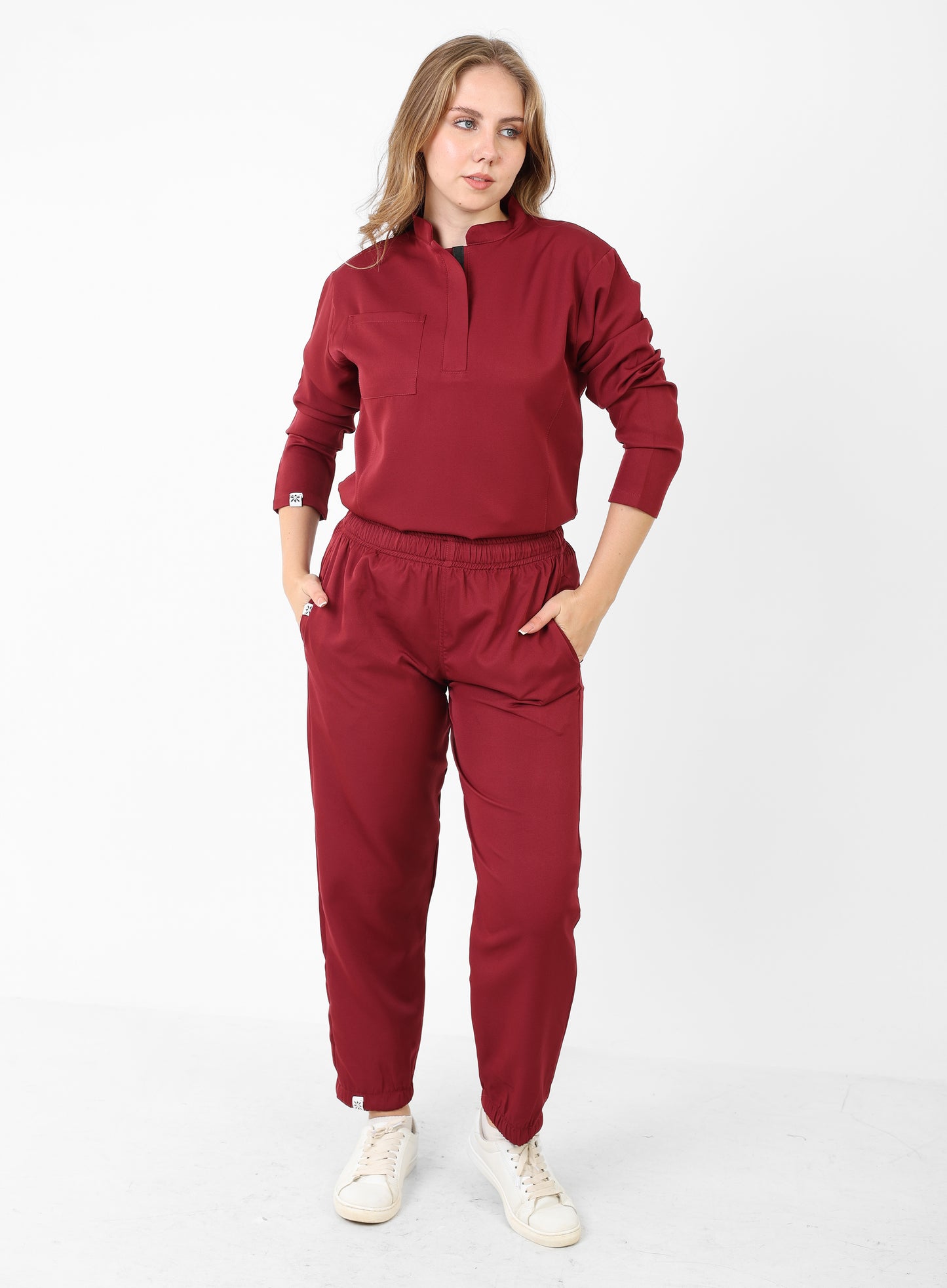 High-Collar Long Sleeves Garnet Rouge Full set ARMK Scrub For HER